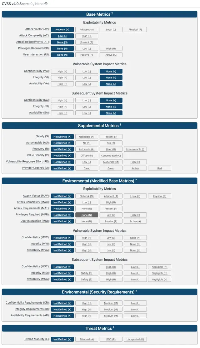 NIST’s CVSS 4.0 calculator