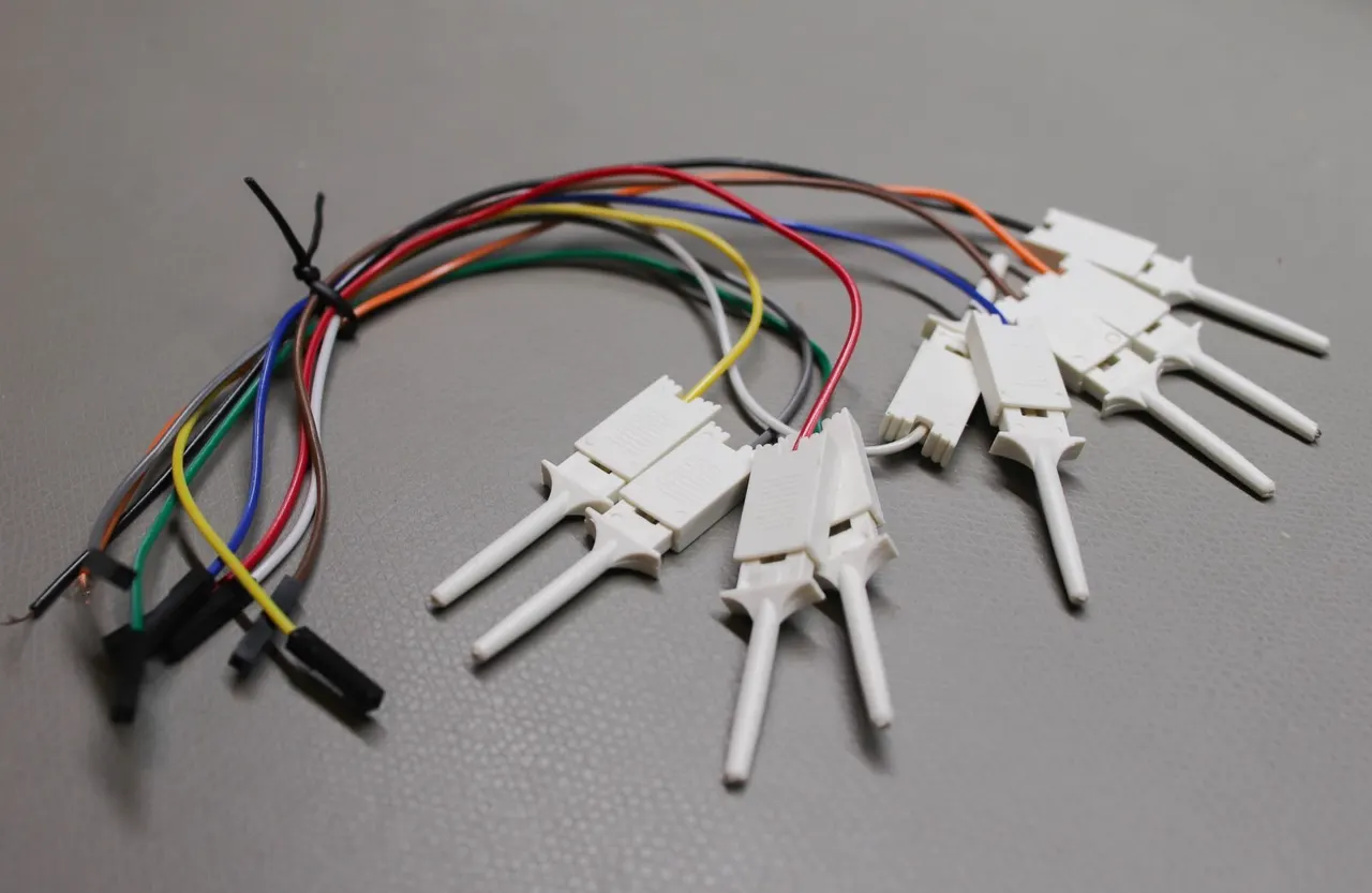alligator clips — figure from “IoT Penetration Testing Part 1”.