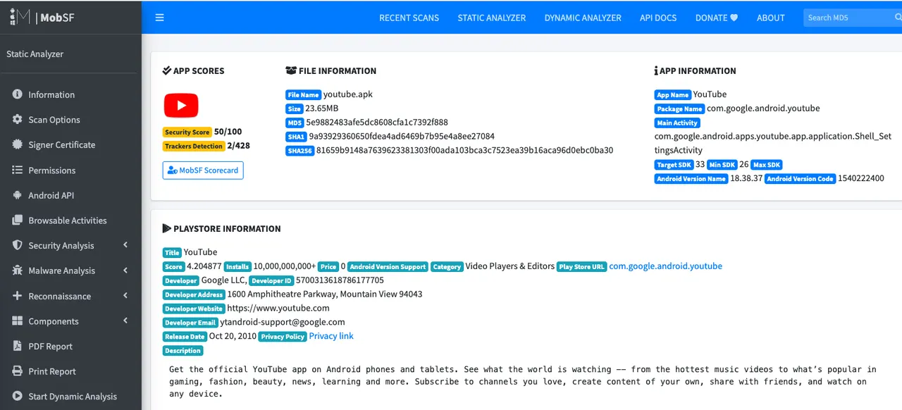 mobsf3 — figure from “Mobile Application Penetration Testing – #2 – MobSF Intro”.